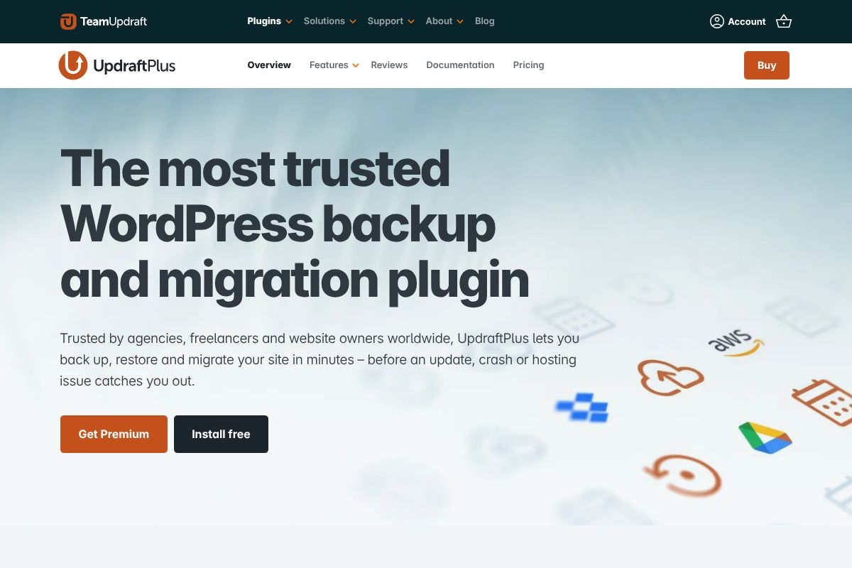 UpdraftPlus dashboard screenshot