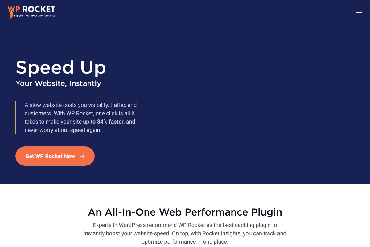 WP Rocket dashboard screenshot